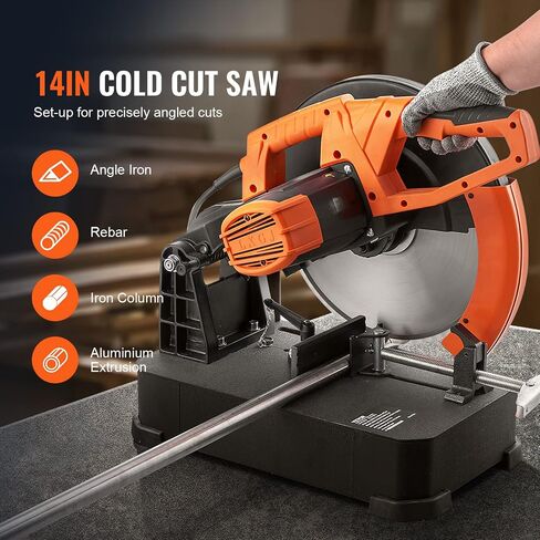 VEVOR Abrasive Chop Saw,14in / 35cm Blade Cut Off Saw,2300W 3600RPM Steel Cutting Machine,0-45Degrees Adjustable Angle Miter Saw for Cutting Metal Cutting Chop Saw for Steel Rebar Iron Aluminum Black in Saudi Arabia