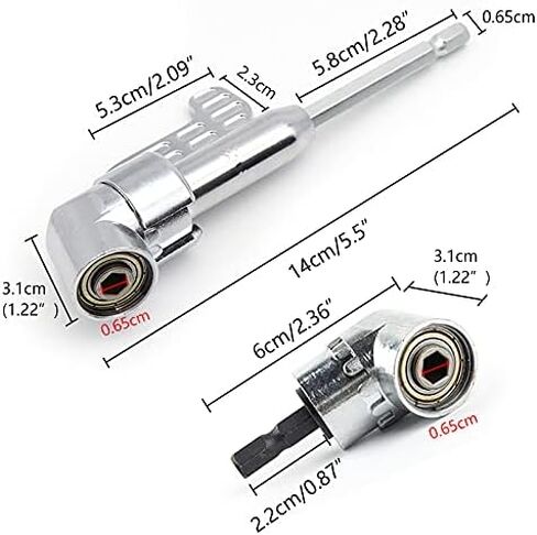 Silver 105 Degree Right Angle Drill Bit Holder, 1/4" Hex Shank Driver and Flexible Angle Extension Bit Kit for Screwdriver & Drill in Saudi Arabia
