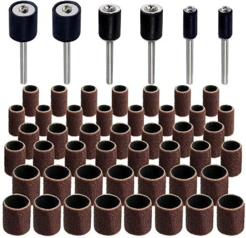 مجموعة سنفرة الطبلة الكبيرة المكونة من 51 قطعة - تناسب Dremel - تتضمن مماسك الأسطوانة المطاطية - 1/2، 3/8 و1/4 بوصة in Kuwait