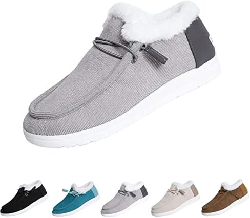 AngryMonkey Women's Winter Warm Wendy Shoes,Comfort Cotton Lined Ankle Lightweight Non-slip Moccasins Canvas Flat Snow Boots in Saudi Arabia