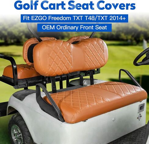 NOKINS 4PCS Golf Cart Diamond Seat Covers Kit, Front and Rear Seat Covers Fits EZGO Freedom TXT-T48 2014+ OEM Ordinary Seat Cushion, Durable Breathable Vinyl (Black&Black Stitching) in Saudi Arabia