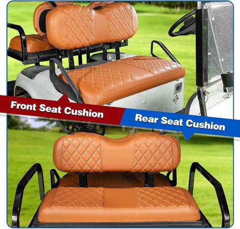 NOKINS 4PCS Golf Cart Diamond Seat Covers Kit, Front and Rear Seat Covers Fits EZGO Freedom TXT-T48 2014+ OEM Ordinary Seat Cushion, Durable Breathable Vinyl (Black&Black Stitching) in Saudi Arabia