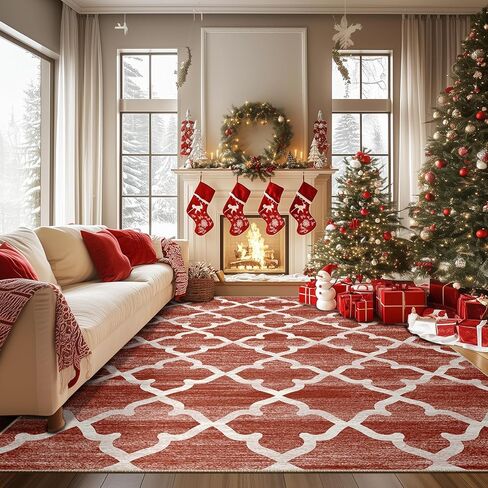 سجاد منطقة 8x10 لغرفة المعيشة قابل للغسل في الغسالة وغير قابل للانزلاق سجاد رمادي مغربي حديث تعريشة لغرفة الطعام وغرفة النوم والمطبخ والمدخل الداخلي وغرفة الغسيل in Kuwait