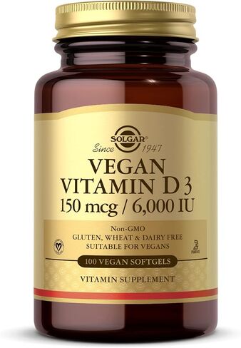 SOLGAR Vegan Vitamin D3 (Cholecalciferol) 25 mcg (1,000 IU) - 120 Softgels - Immune Support, Helps Maintain Healthy Bones & Teeth - Non-GMO, Certified Vegan, Gluten & Dairy Free - 120 Servings in Saudi Arabia