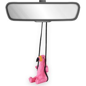VIPbuy Handmade Wooden Swing Santa Claus Car Hanging Ornament - Cute Hand Carved Painted Wood Santa Claus Figurine Car Mirror Hanging Accessories Christmas Decor Gifts