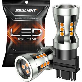 SEALIGHT 3157 3156 3057 4157 LED Brake Lights Bulbs, Brilliant Red Light Bulb with Projector Lenses Replacement for Brake Lights, Blinker Lights, Red Flashing Stop Bulbs and Tail Light, Pack of 2