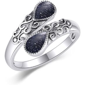 Ring for Women Sterling Silver Adjustable Band Open Rings Jewelry Gifts for Girls