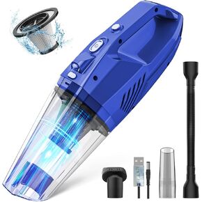Handheld Vacuum Cordless,Car Vacuum Cleaner Portable Wireless with LED Light Washable HEPA Filter,Low-Noise Lightweight Mini Hand Vacuum Cordless Rechargeable for Car,Office and Home Cleaning