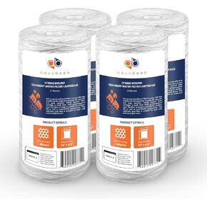 Aquaboon 1 Micron String Wound Water Filter 10x4.5 Replacement - Whole House Water Filter Cartridge Compatible with WP5BB97P,WP10BB97P, AP810, 2-Pack