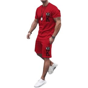 Men's Short Sets 2 Piece Summer Outfits Tracksuits Short Sleeve Shirt and Shorts 3D Poker Shirt (color22,L) in Saudi Arabia