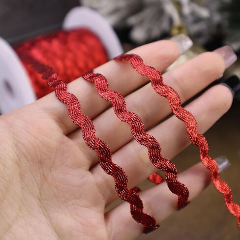40 ياردة ريك رف موجة الانحناء هامش تقليم فضي بريق شريط دانتيل معدني ريك راك تقليم لخياطة الملابس هدية تغليف ديكور المنزل الطرف in Kuwait