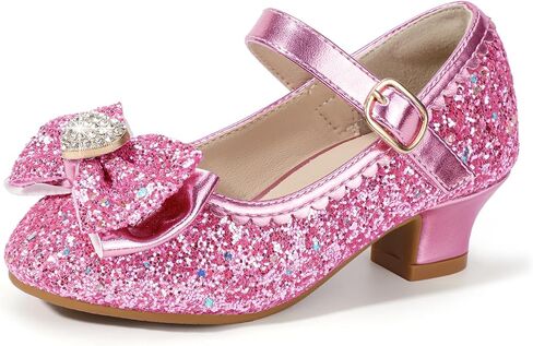 Hehainom Girls Dress Shoes Low Heels Mary Jane Flower Girl Wedding Party Communion Toddler Kids Heels in Kuwait