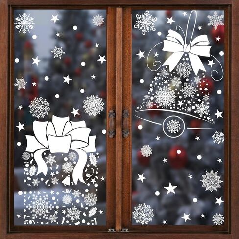 Candy Christmas Window Clings - Cute Christmas Snowman Snowflake Christmas Window Stickers Christmas Window Decals for Xmas Holiday Home School Office Decor 4 Sheets in Saudi Arabia