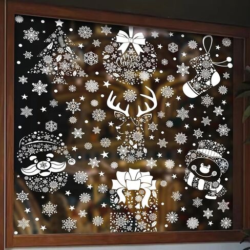 Candy Christmas Window Clings - Cute Christmas Snowman Snowflake Christmas Window Stickers Christmas Window Decals for Xmas Holiday Home School Office Decor 4 Sheets in Saudi Arabia