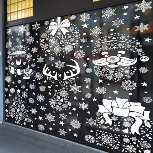Candy Christmas Window Clings - Cute Christmas Snowman Snowflake Christmas Window Stickers Christmas Window Decals for Xmas Holiday Home School Office Decor 4 Sheets in Saudi Arabia
