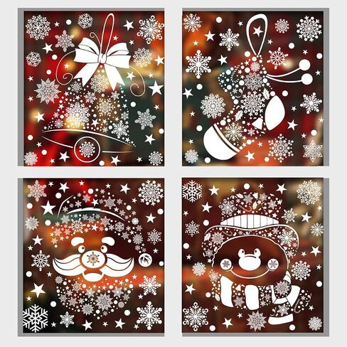 Candy Christmas Window Clings - Cute Christmas Snowman Snowflake Christmas Window Stickers Christmas Window Decals for Xmas Holiday Home School Office Decor 4 Sheets in Saudi Arabia
