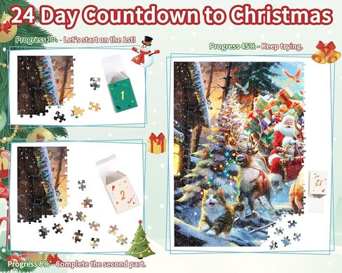 Christmas Puppies Advent Calendar 2024 Jigsaw Puzzle - 24 Boxes Packing 1008 Pieces Holiday Puzzle for Adults and Kids, Christmas Countdown Puzzles Gift Decorations 27.5inx19.7in in Saudi Arabia