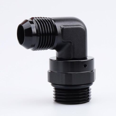 أداء التيار المتردد من الألومنيوم الأسود 90 درجة -6 ذكر مضيئة إلى -8 AN ORB O Ring Port الموضوع 3/4 × 16 محول تركيب دوار in Kuwait