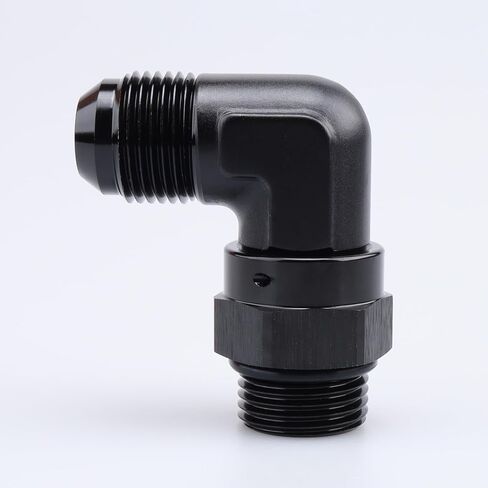 أداء التيار المتردد من الألومنيوم الأسود 90 درجة -6 ذكر مضيئة إلى -8 AN ORB O Ring Port الموضوع 3/4 × 16 محول تركيب دوار in Kuwait