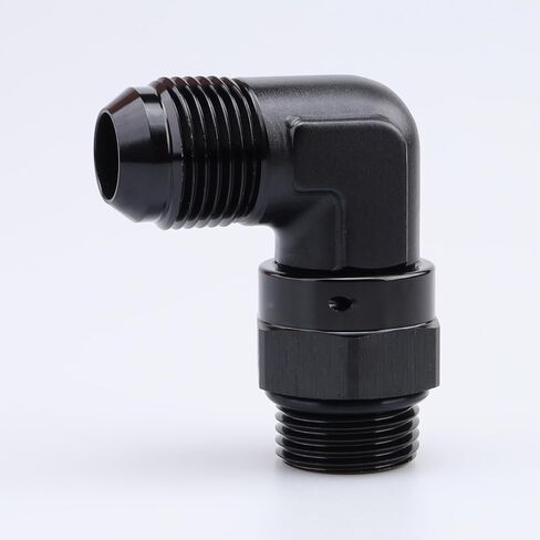 أداء التيار المتردد من الألومنيوم الأسود 90 درجة -6 ذكر مضيئة إلى -8 AN ORB O Ring Port الموضوع 3/4 × 16 محول تركيب دوار in Kuwait