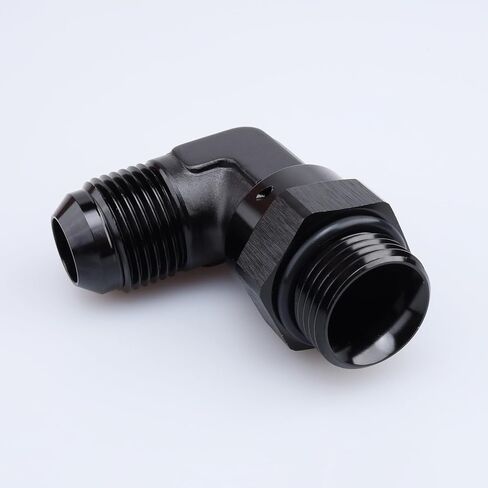 أداء التيار المتردد من الألومنيوم الأسود 90 درجة -6 ذكر مضيئة إلى -8 AN ORB O Ring Port الموضوع 3/4 × 16 محول تركيب دوار in Kuwait