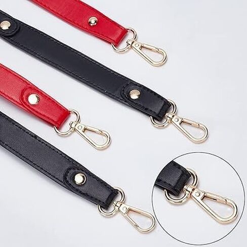WADORN قطعتان من مقابض حقيبة اليد الجلدية، 11 بوصة قصيرة من جلد البولي يوريثان استبدال حزام المحفظة 0.9 بوصة واسعة حمل محافظ أعلى حزام الكتف مخلب حقيبة مقبض DIY حقيبة الأشرطة استبدال الملحقات، أحمر in Saudi Arabia