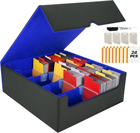 3000+ Trading Card Storage Box, 4 Rows PU Leather Mtg Deck Box With 24 Dividers, 4 Movable Partitions, 1 Marker Pen, Magnetic Closure Card Holder Fits for Magic Game,YuGiOh, TCG & Sport Card(Red) in Saudi Arabia