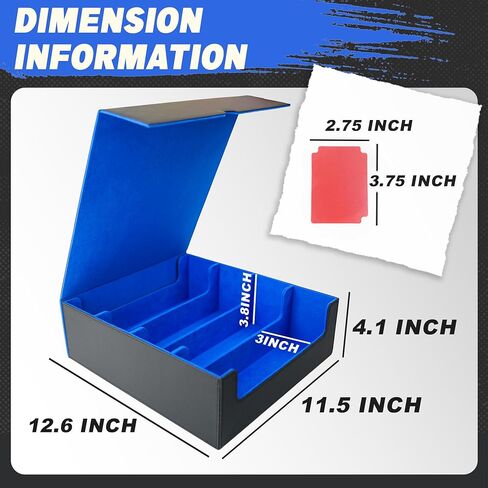 3000+ Trading Card Storage Box, 4 Rows PU Leather Mtg Deck Box With 24 Dividers, 4 Movable Partitions, 1 Marker Pen, Magnetic Closure Card Holder Fits for Magic Game,YuGiOh, TCG & Sport Card(Red) in Saudi Arabia