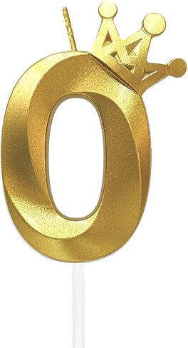 شمعة عيد ميلاد رقم 1/2 للكيك - غلاف كعكة بتصميم تاج مثالي للأطفال بعمر ستة أشهر واحتفالات الذكرى السنوية (تاج - 1/2، ذهبي) in Kuwait