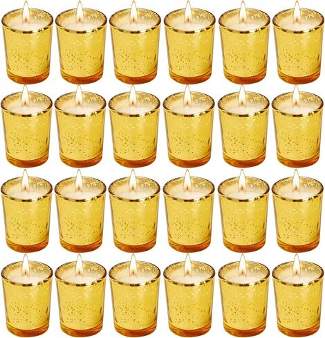 SOFT BREEZE 24 Pack Unscented Votive Candles in Glass, White Glass Tealight Candles,Votive Candles Bulk, Transparent Glass Filled,Ideal Gifts for Wishing,Spa, Weddings, Birthdays,Holidays, Party in Saudi Arabia