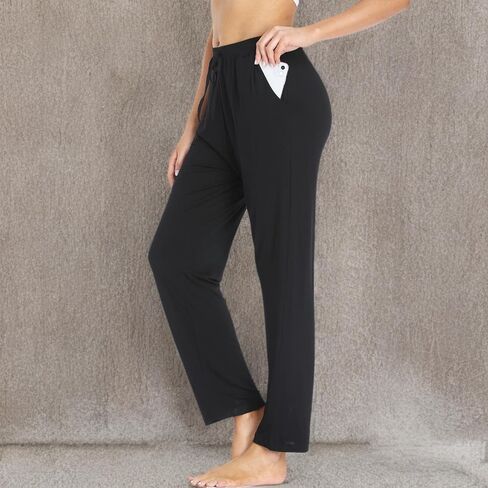 سروال اليوغا النسائي من ASIMOON ناعم ومريح وفضفاض ومستقيم وغير رسمي سروال رياضي للجري والتمارين الرياضية مع جيوب in Kuwait