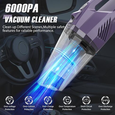 Handheld Vacuum Cordless,Car Vacuum Cleaner Portable Wireless with LED Light Washable HEPA Filter,Low-Noise Lightweight Mini Hand Vacuum Cordless Rechargeable for Car,Office and Home Cleaning in Saudi Arabia
