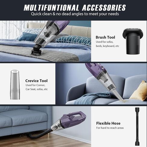 Handheld Vacuum Cordless,Car Vacuum Cleaner Portable Wireless with LED Light Washable HEPA Filter,Low-Noise Lightweight Mini Hand Vacuum Cordless Rechargeable for Car,Office and Home Cleaning in Saudi Arabia