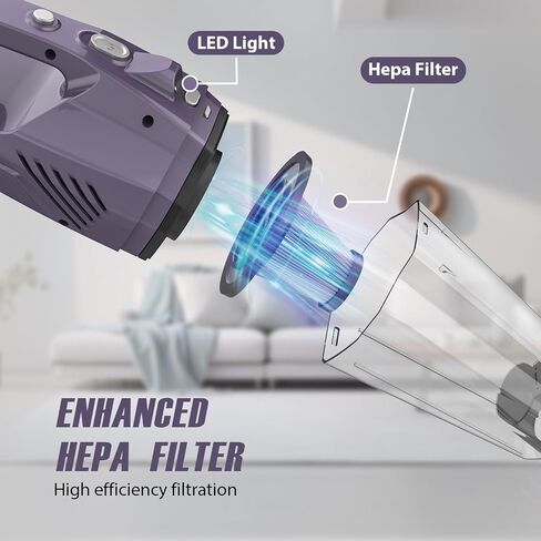 Handheld Vacuum Cordless,Car Vacuum Cleaner Portable Wireless with LED Light Washable HEPA Filter,Low-Noise Lightweight Mini Hand Vacuum Cordless Rechargeable for Car,Office and Home Cleaning in Saudi Arabia