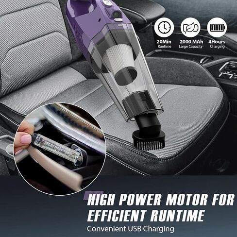 Handheld Vacuum Cordless,Car Vacuum Cleaner Portable Wireless with LED Light Washable HEPA Filter,Low-Noise Lightweight Mini Hand Vacuum Cordless Rechargeable for Car,Office and Home Cleaning in Saudi Arabia