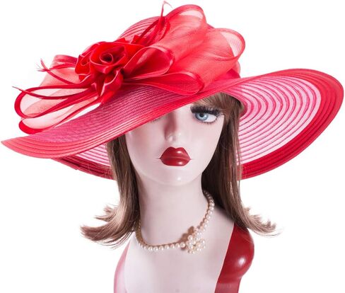 Lawliet Womens Wide Brim Floppy Satin Ribbon Church Wedding Occasion Hat A591 in Kuwait