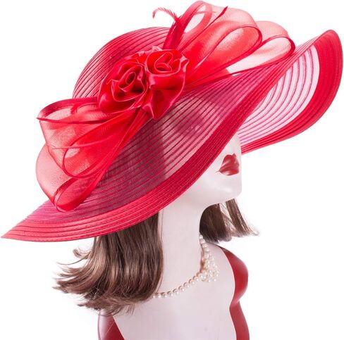 Lawliet Womens Wide Brim Floppy Satin Ribbon Church Wedding Occasion Hat A591 in Kuwait