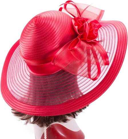 Lawliet Womens Wide Brim Floppy Satin Ribbon Church Wedding Occasion Hat A591 in Kuwait