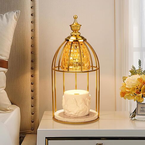 مصباح كهربائي أنيق لتدفئة الشموع مع مؤقت، تصميم تاج - وعاء معطر للشموع لديكور المنزل، والانتقال لمنزل جديد، وأعياد الميلاد، وعيد الميلاد (يتضمن لمبتين) in Saudi Arabia