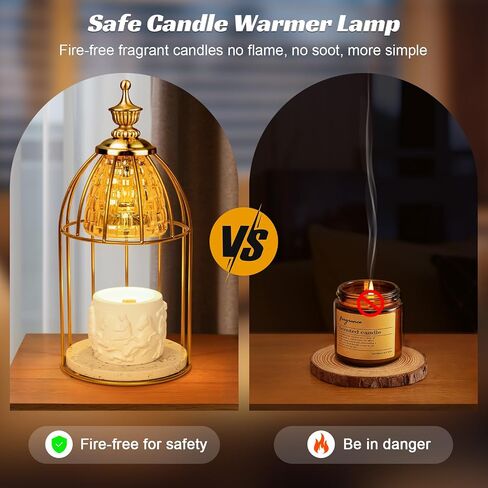 مصباح كهربائي أنيق لتدفئة الشموع مع مؤقت، تصميم تاج - وعاء معطر للشموع لديكور المنزل، والانتقال لمنزل جديد، وأعياد الميلاد، وعيد الميلاد (يتضمن لمبتين) in Saudi Arabia