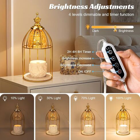 مصباح كهربائي أنيق لتدفئة الشموع مع مؤقت، تصميم تاج - وعاء معطر للشموع لديكور المنزل، والانتقال لمنزل جديد، وأعياد الميلاد، وعيد الميلاد (يتضمن لمبتين) in Saudi Arabia