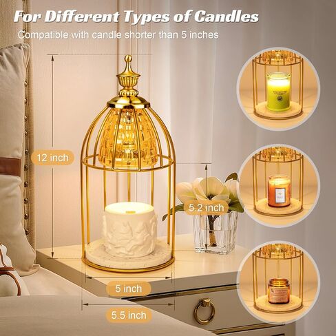 مصباح كهربائي أنيق لتدفئة الشموع مع مؤقت، تصميم تاج - وعاء معطر للشموع لديكور المنزل، والانتقال لمنزل جديد، وأعياد الميلاد، وعيد الميلاد (يتضمن لمبتين) in Saudi Arabia