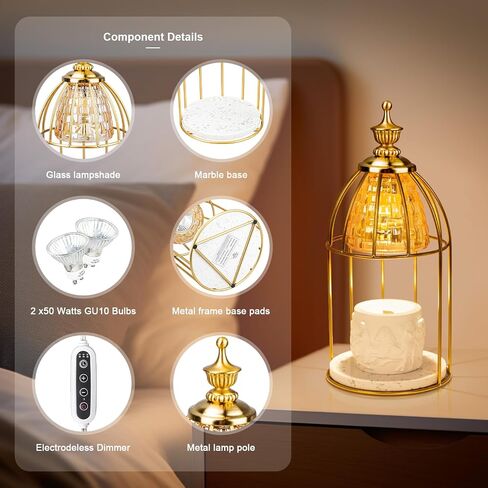 مصباح كهربائي أنيق لتدفئة الشموع مع مؤقت، تصميم تاج - وعاء معطر للشموع لديكور المنزل، والانتقال لمنزل جديد، وأعياد الميلاد، وعيد الميلاد (يتضمن لمبتين) in Saudi Arabia