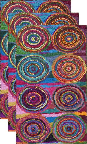 SAFAVIEH Nantucket Collection Runner Rug - 2'3" x 8', Pink & Multi, Handmade Modern Abstract Boho Cotton, Ideal for High Traffic Areas in Living Room, Bedroom (NAN143A) in Saudi Arabia