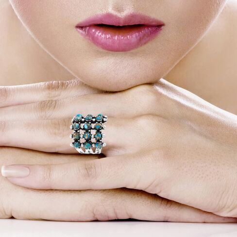 خاتم فيروزي من الفضة الإسترليني 925 بأحجار كريمة أصلية مقاس 6 إلى 11 in Saudi Arabia