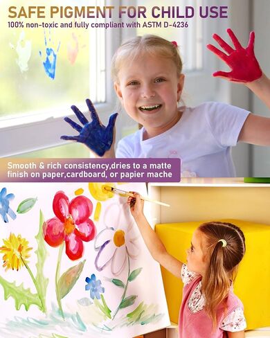 Nicpro 6 Colors Large Washable Paint Set (69 oz, 2040ml), Acrylic Bulk Paint Supplies Non Toxic Children Tempera Paint for Art, Craft DIY, Poster & Finger Paint, School, Home,Classroom in Saudi Arabia