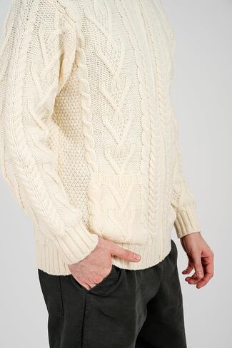 100% Merino Wool Men's Zipper Cable Knit Winter Warm Cardigan Sweater with Pockets in Charcoal/Army Green in Kuwait