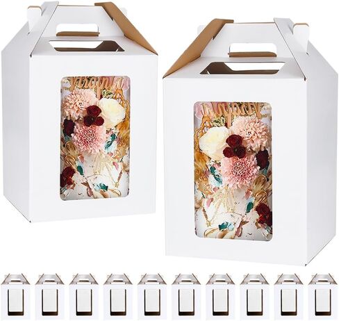 6 Pack Large Tall Cake Boxes - 14x14x16 & 16x16x18 Disposable Cake Carrier with Window Extra Large Layer Cake Box Tier Cake Containers for Wedding Birthday Party in Saudi Arabia