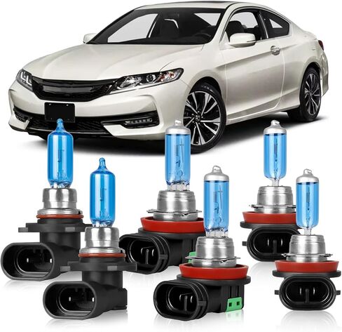 Fit for Honda Accord (2008-2012) Coupe, (2013-2018) Halogen Headlight Bulbs,9005 High Beam + H11 Low Beam Headlamp Replacement Bulbs Kit, Pack of 4 in Kuwait