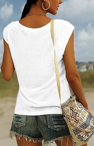 Fazortev Womens Cap Sleeve Blouses Rose Graphic Tees T-Shirt Casual V Neck Tank Tops Loose Fit Summer Basic Shirts in Kuwait